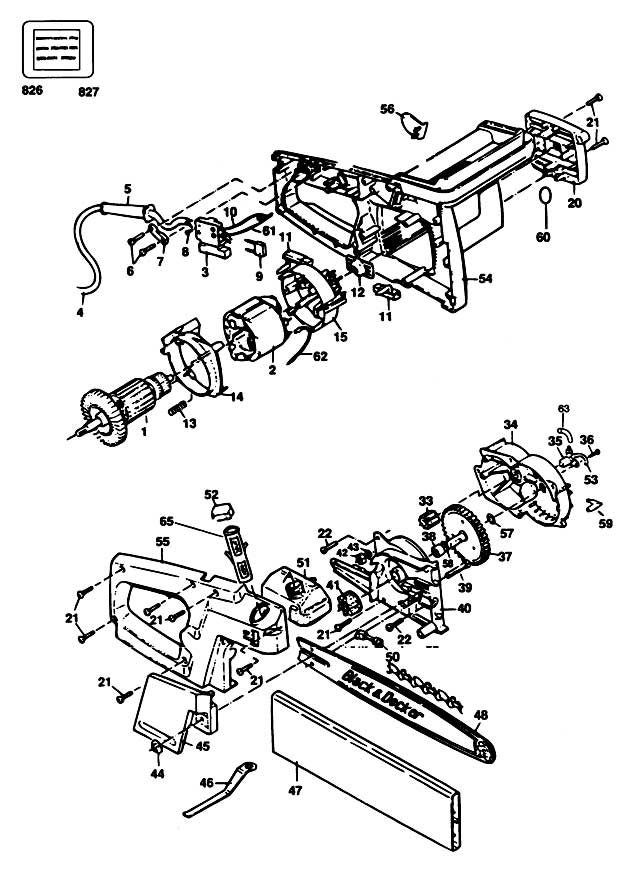 Black & Decker GK120 Type 1 Chainsaw Spare Parts GK120