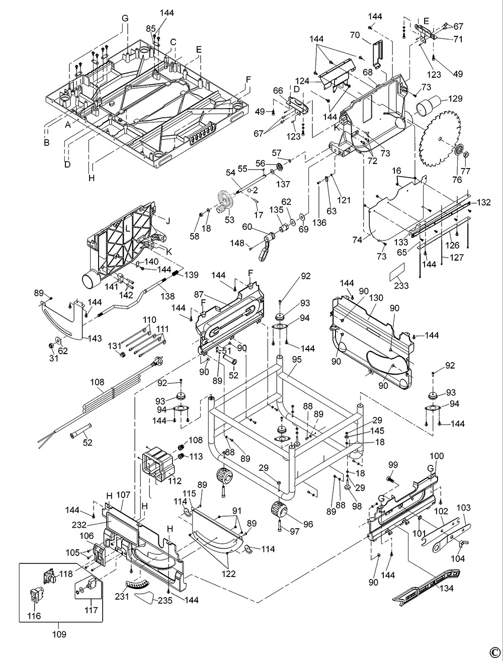 DeWalt DW745 Type 1 Table Saw Spare Parts Part Shop Direct