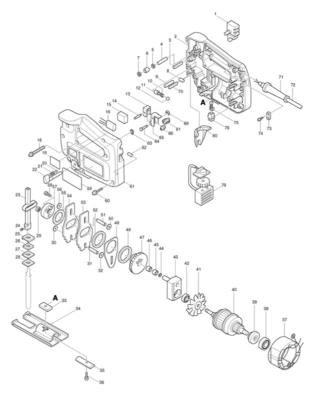 Makita 4302C Corded Variable Speed Jigsaw 110v & 240v Spare Parts 4302C