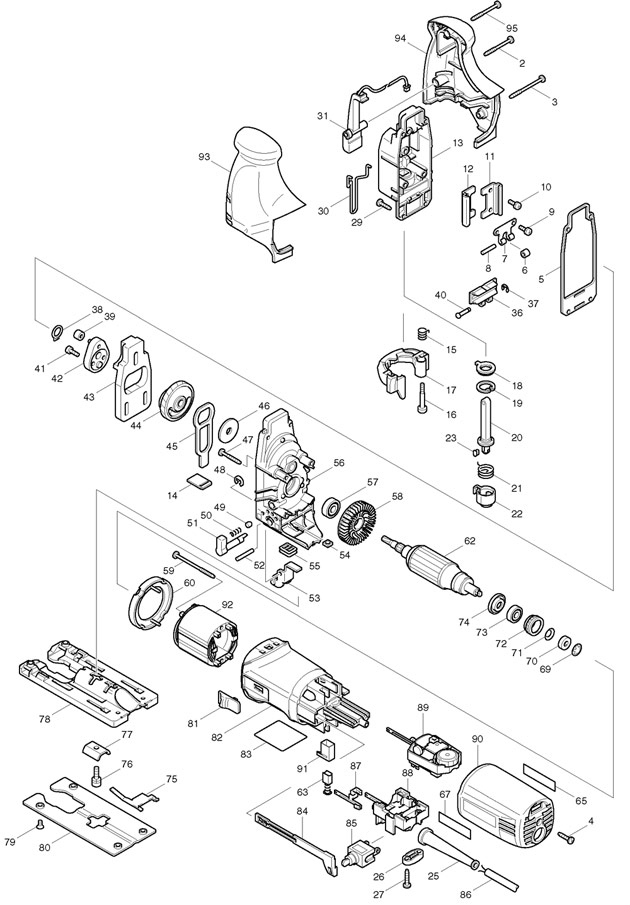 Makita 4341FCT Corded Orbital Action Jigsaw 110v & 240v Spare Parts 4341FCT