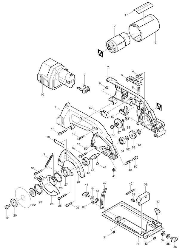 Makita 5093D Cordless 12v 85mm Circular Saw Spare Parts 5093D