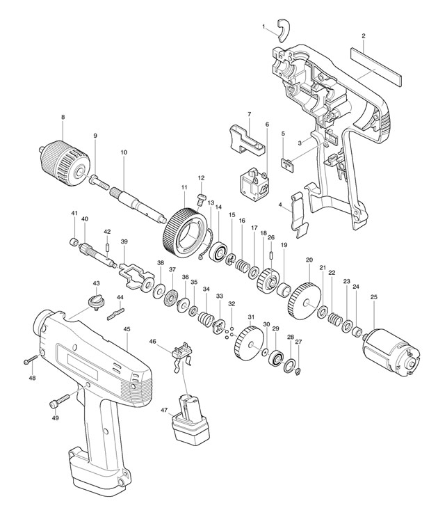 Makita 6200D 9.6v Dc Nicd 3/8 Drill Driver Spare Parts 6200D