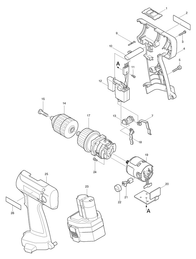 Makita 6314D Cordless 12v Drill Driver Spare Parts 6314D