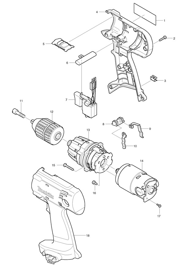 Makita 6336D Cordless 1/2'' Drill/driver 14.4v Spare Parts 6336D