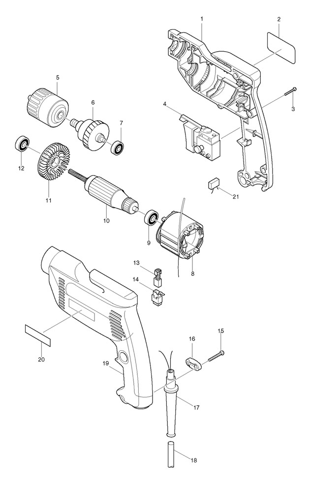 Makita 6408 Corded 3/8'' Power Pistol Grip Drill Spare Parts 6408