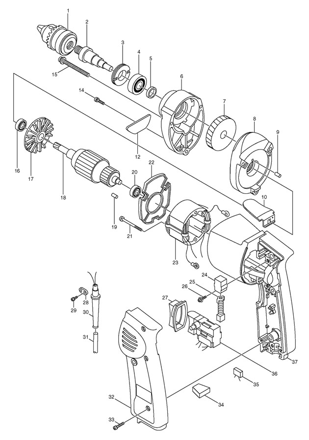 Makita 6510PB 10mm Rotary Drill Spare Parts 6510PB