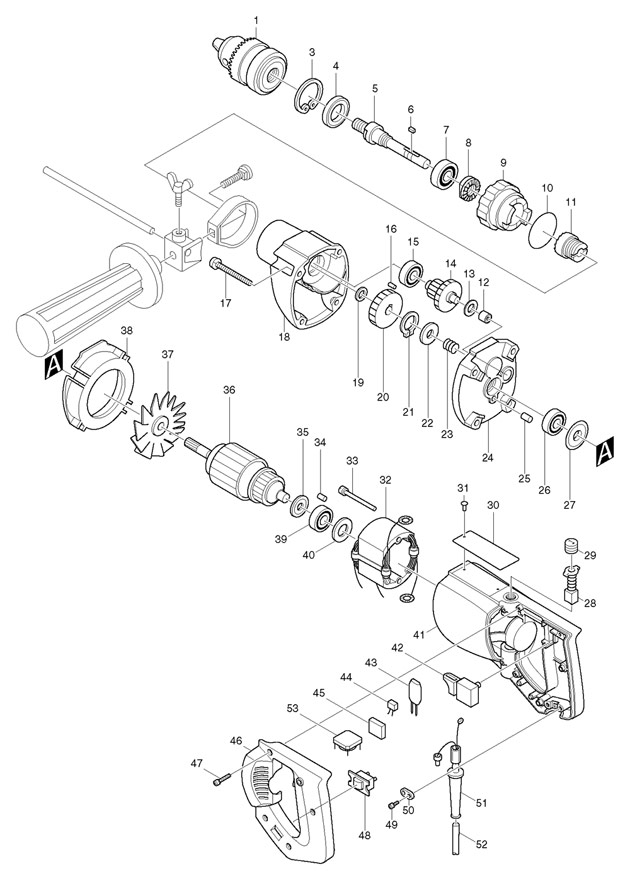 Makita 8419B 13mm Rotary Percussion Spare Parts 8419B