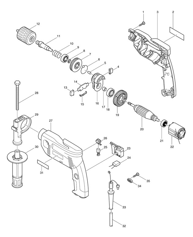 Makita 8451 Corded Rotary/percussion Hammer Drill 110v & 240v Spare Parts 8451
