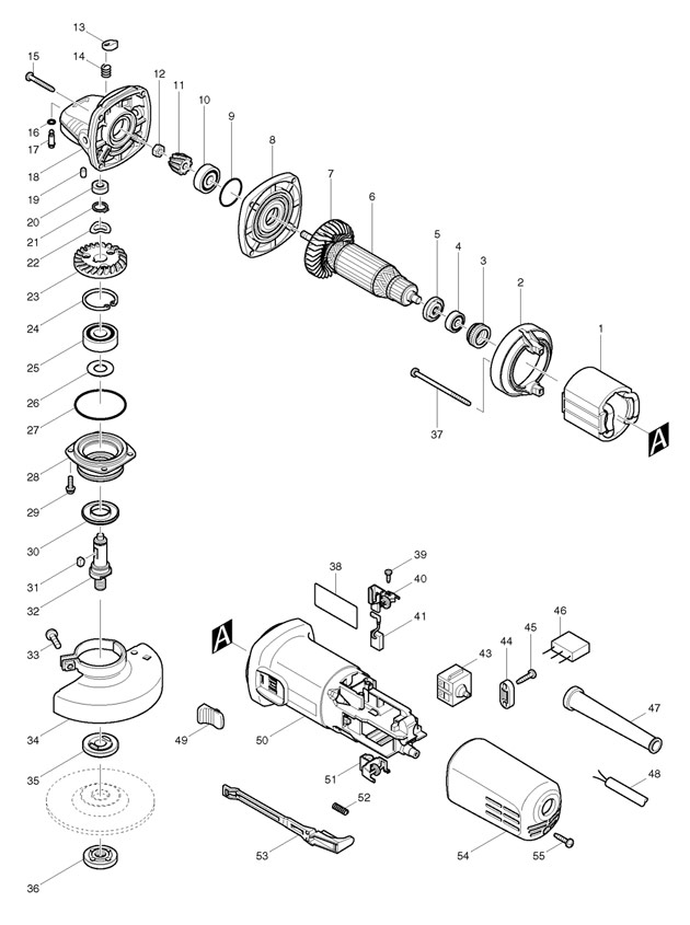 Makita 9553NB Corded 100mm (4'') Angle Grinder 110v & 240v Spare Parts 9553NB
