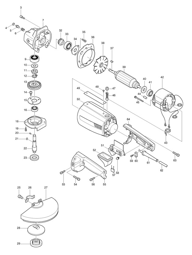 Makita 9609B Corded 230mm (9'') Angle Grinder 110v & 240v Spare Parts 9609B