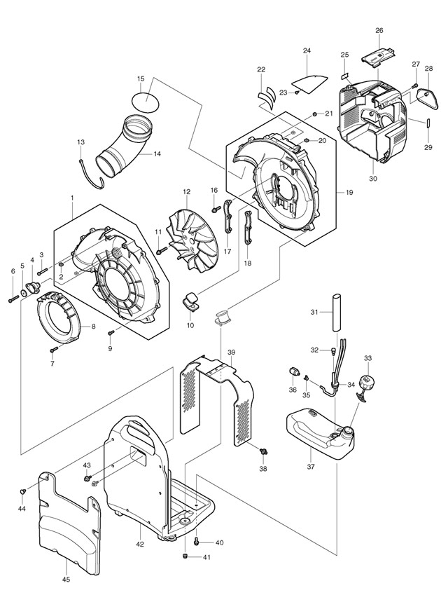 Makita BBX7600 4-stroke Petrol Blower 75.6cc Spare Parts BBX7600