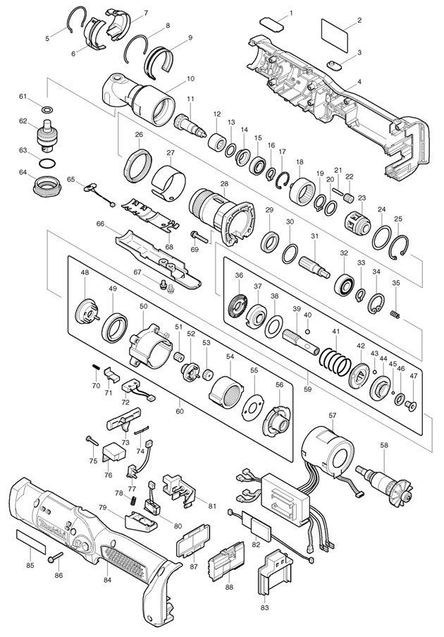 Makita BFL402R Cordless Angle Nut Runner Spare Parts BFL402R