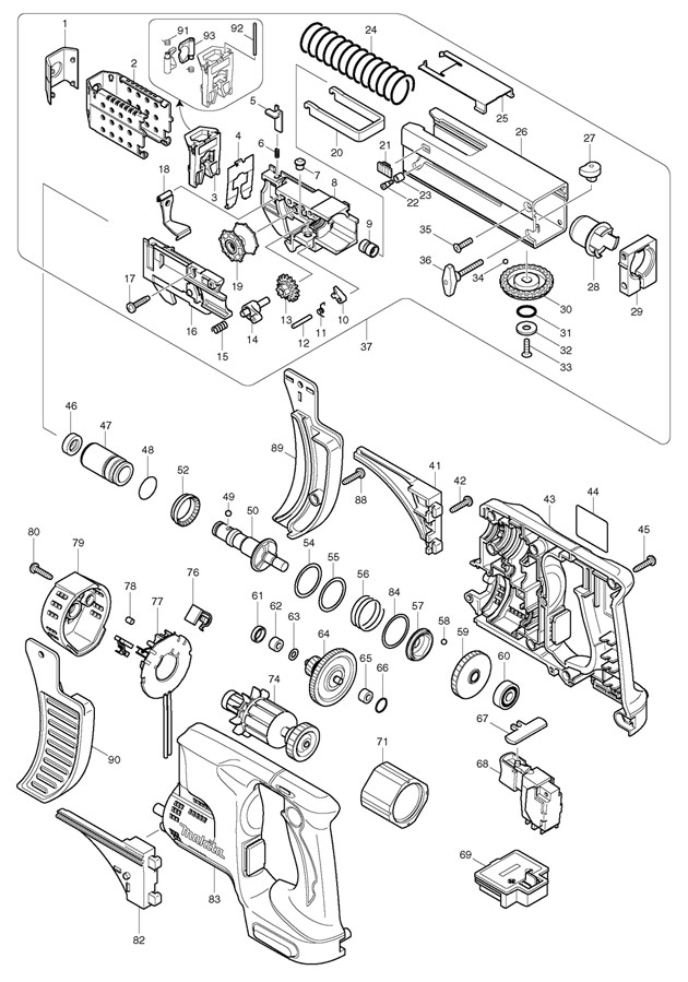 Makita BFR550 18v Cordless Li-ion Auto-feed Screwgun Spare Parts BFR550