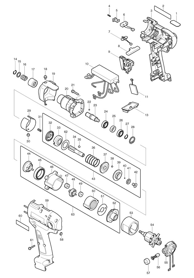 Makita BFT021F Cordless 9.6v  Impact Screwdriver Spare Parts BFT021F