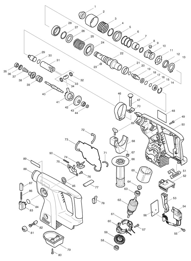 Makita BHR200 24v Cordless Sds+ Rotary Hammer Spare Parts BHR200