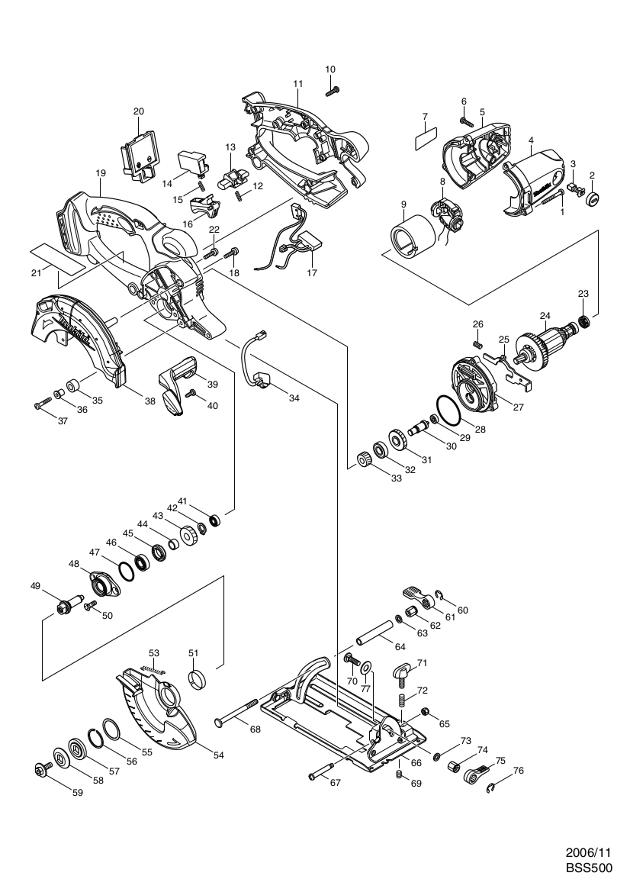 Makita DSS500 Cordless 136mm Circular Saw Spare Parts DSS500