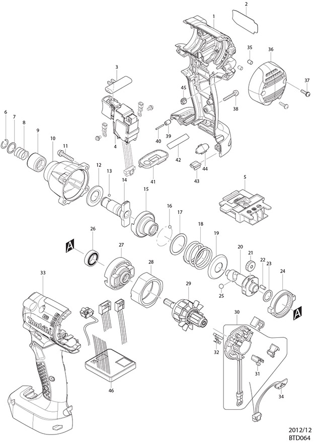 Makita BTD064 Impact Driver Spare Parts BTD064