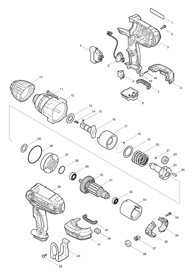 Makita BTW450 18v Lxt Impact Wrench Spare Parts BTW450