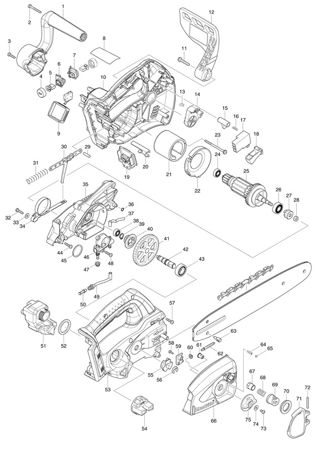 Makita BUC250 Cordless Garden Chainsaw Spare Parts BUC250