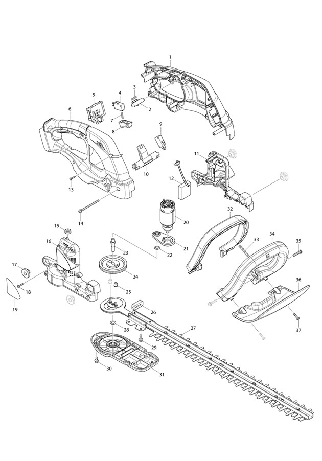 Makita BUH521 14.4 Cordless 52cm Hedge Trimmer Spare Parts BUH521
