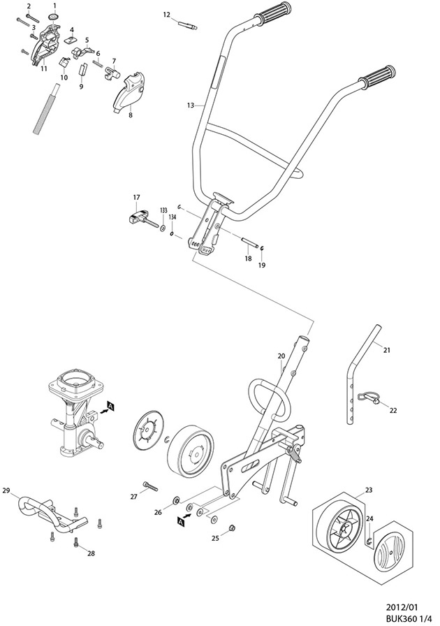 Makita BUK360 Cultivator Spare Parts BUK360