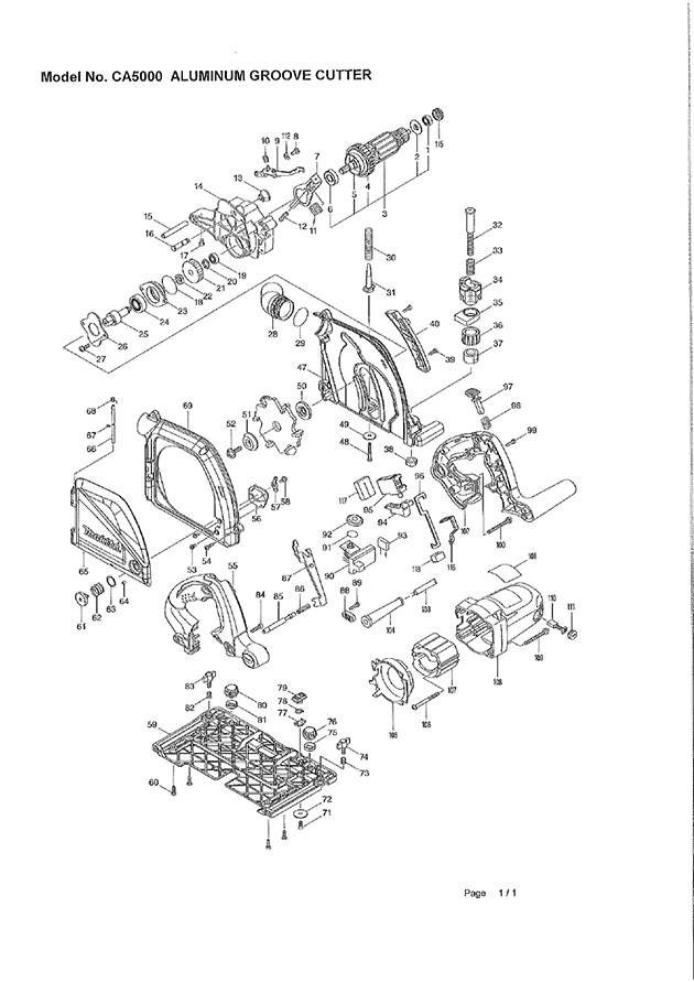 Makita CA5000 110 & 240 Volt 118mm Aluminium Groove Cutter Spare Parts CA5000