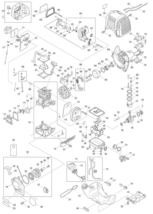 Makita CS246 25.4cc String Trimmer Spare Parts CS246
