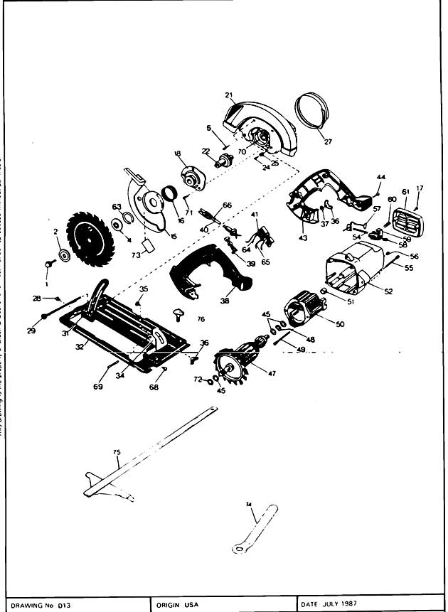 Black & Decker 7308 Type 1 Circ. Saw Spare Parts 7308