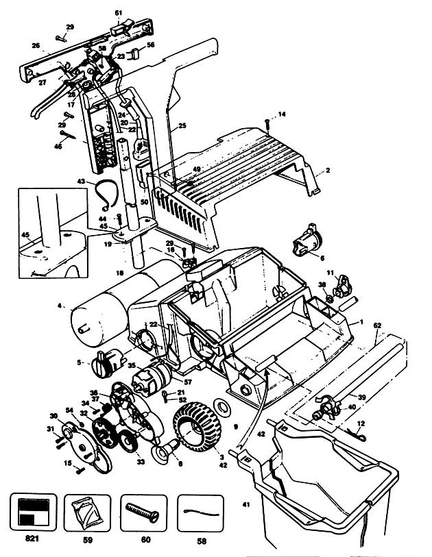 Black & Decker LR400 Type 1 Lawnraker Spare Parts LR400