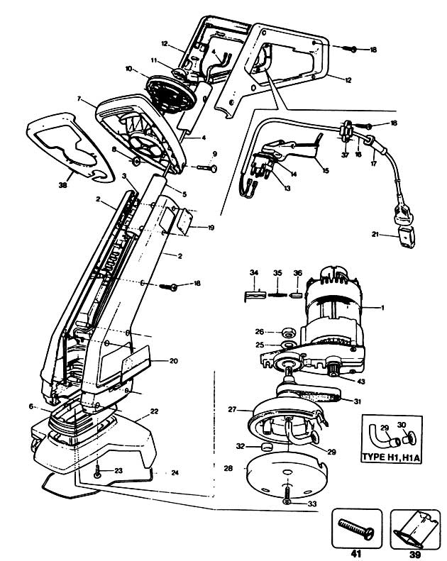 Black & Decker CF12 Type 1 String Trimmer Spare Parts CF12
