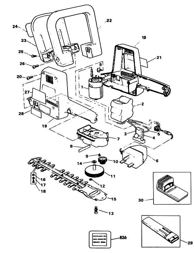 Black & Decker CH330 Type 1 C'less Hedgetrimmer Spare Parts CH330