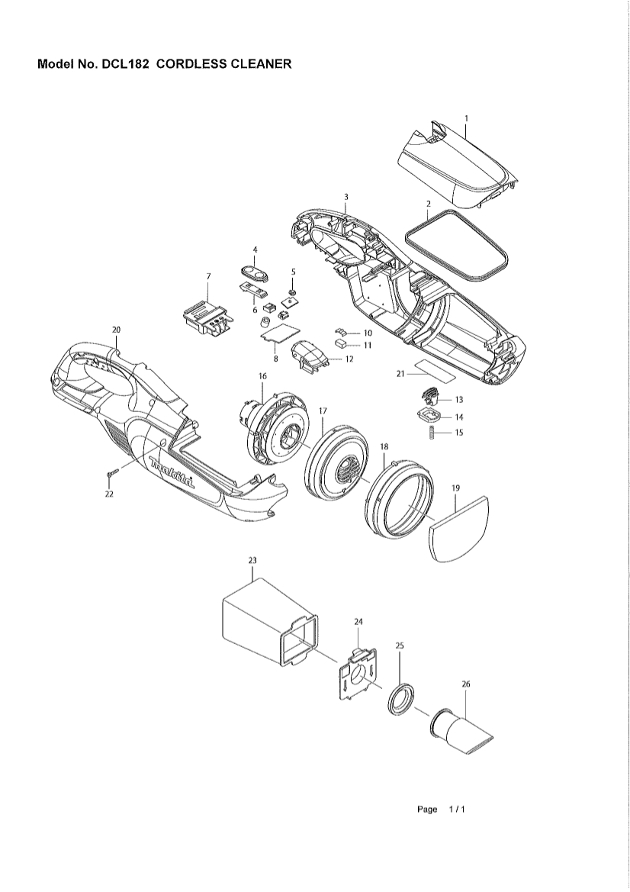 Makita DCL182 18v Vacuum Cleaner Spare Parts DCL182