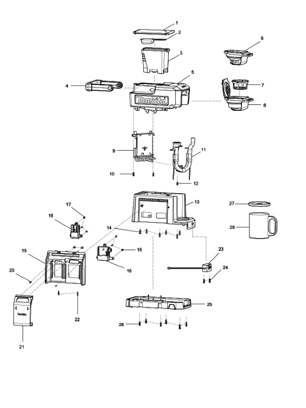 Makita DCM501 Wireless 12v/18v Coffer Maker Spare Parts DCM501