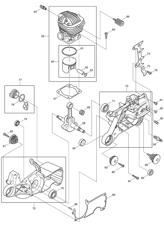 Makita DCS6401 64cc Petrol Chainsaw Spare Parts DCS6401