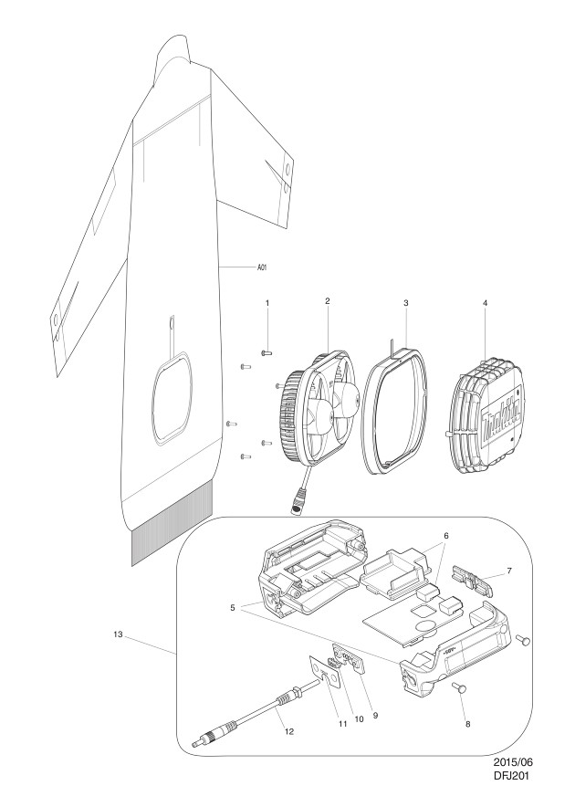 Makita DFJ201 Battery Container For Heated Jacket Spare Parts DFJ201