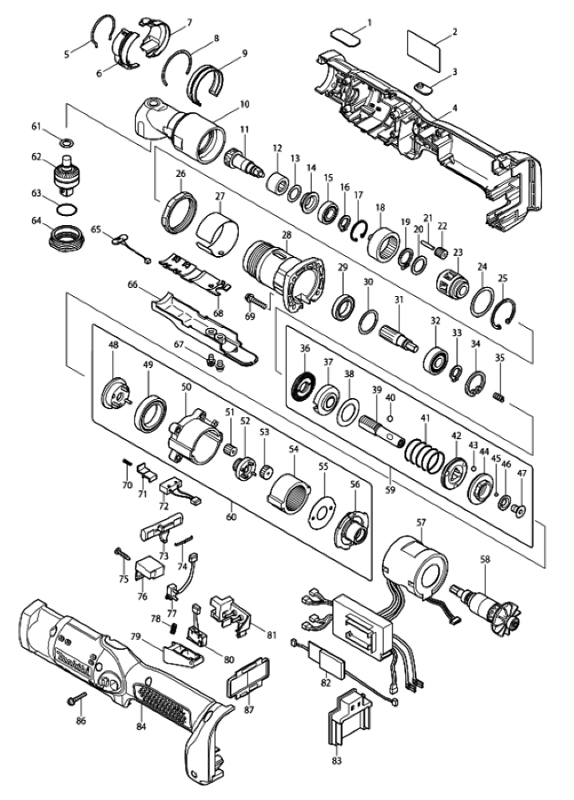 Makita DFL301F Angle Srewdriver Spare Parts DFL301F