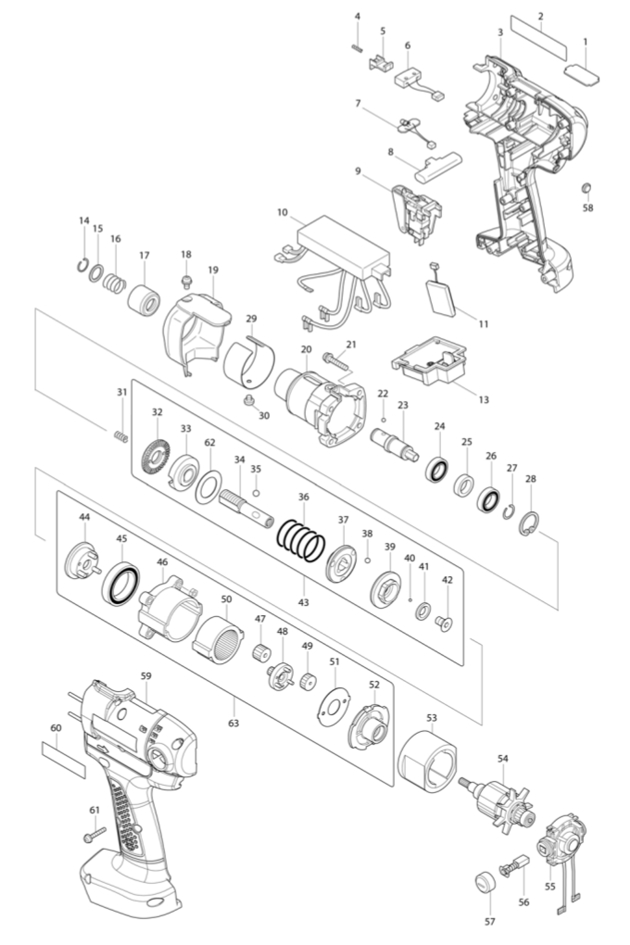 Makita DFT044 14.4v Lxt Cordless Screwdriver Spare Parts DFT044