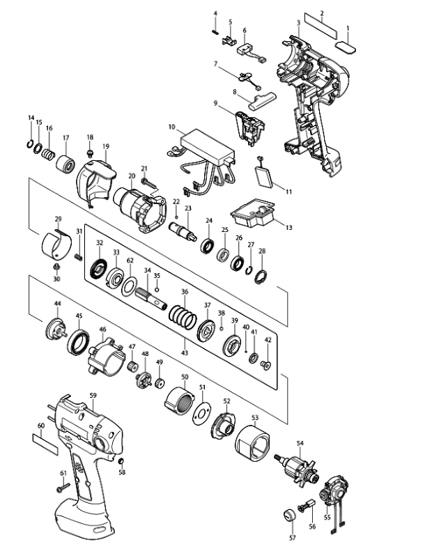 Makita DFT083F Cordless Screwdriver Spare Parts DFT083F
