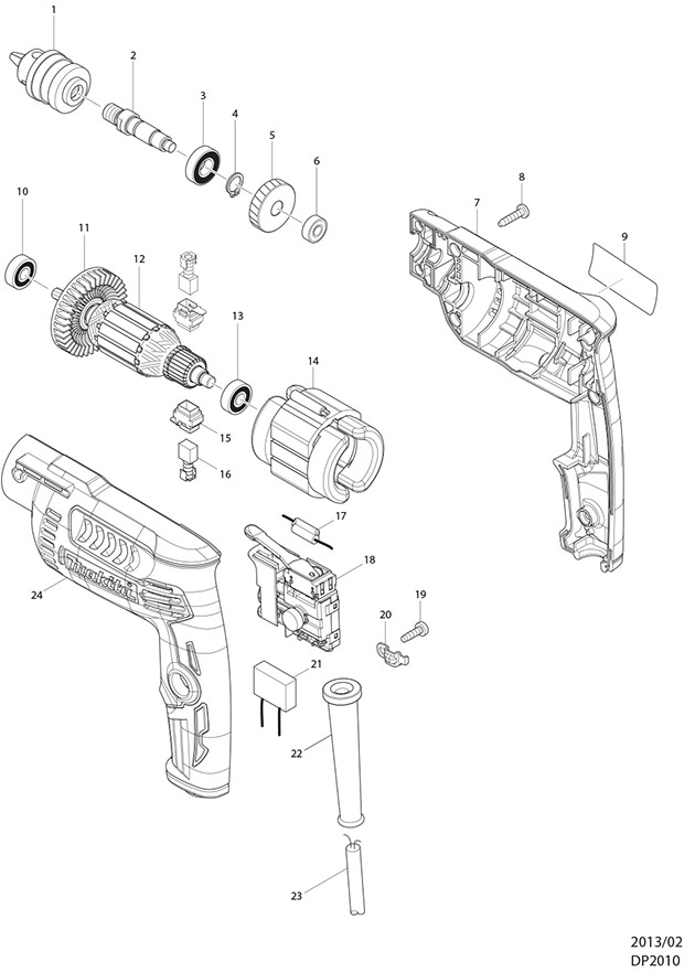 Makita DP2010 Corded 6.5mm High-speed Rotary Drill Spare Parts DP2010