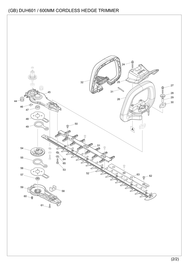 Makita DUH601 60cm Cordless Hedge Trimmer Spare Parts DUH601