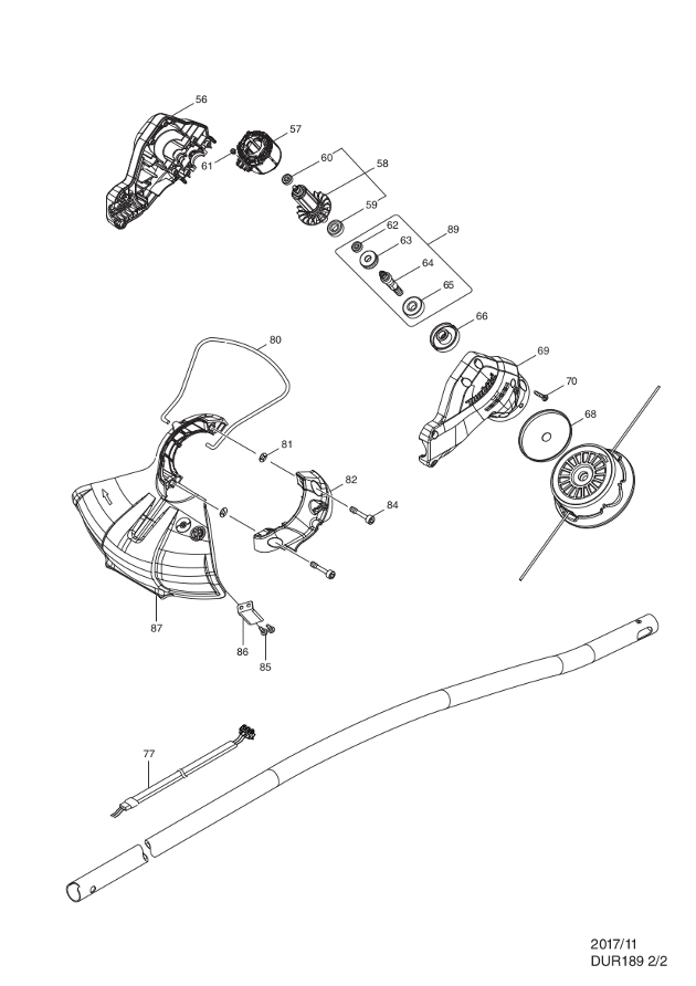 Makita DUR189 18v Cordless String Trimmer Strimmer Spare Parts DUR189