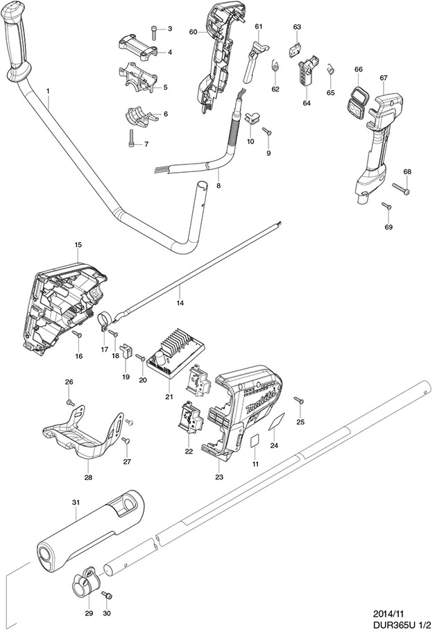 Makita DUR365U 18v Brushless Lxt Li-ion Brush Cutter Spare Parts DUR365U