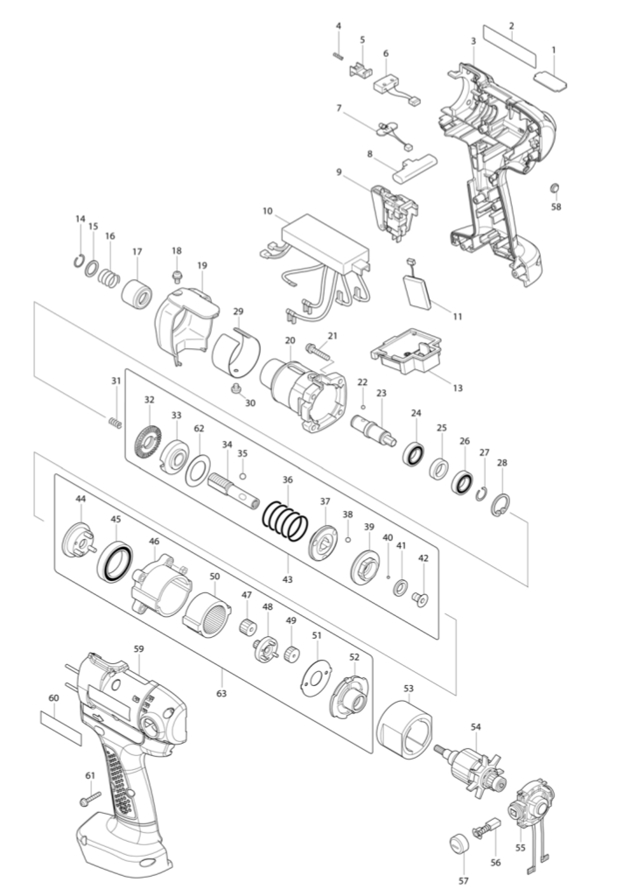 Makita DFT084 14.4v Lxt Cordless Screwdriver Spare Parts DFT084