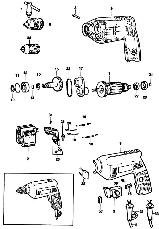 Black & Decker P1178 Type 1 Drill Spare Parts P1178