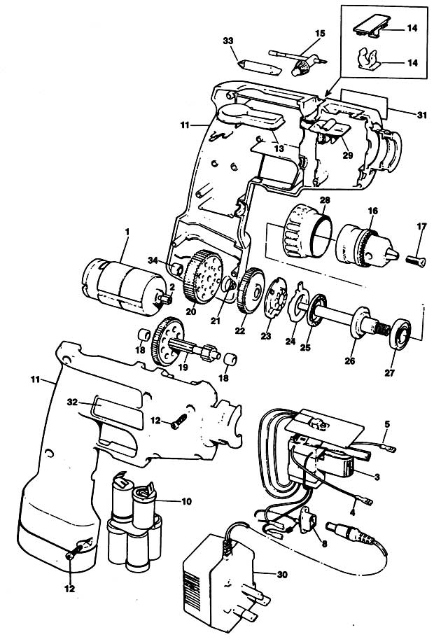 Black & Decker BD6300 Type 1 Drill Spare Parts BD6300