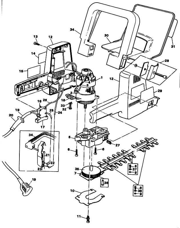 Black & Decker GS600D Type 1 Hedgeclipper Spare Parts GS600D