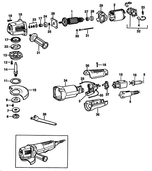 Black & Decker BD11 Type 2 Angle Grinder Spare Parts BD11