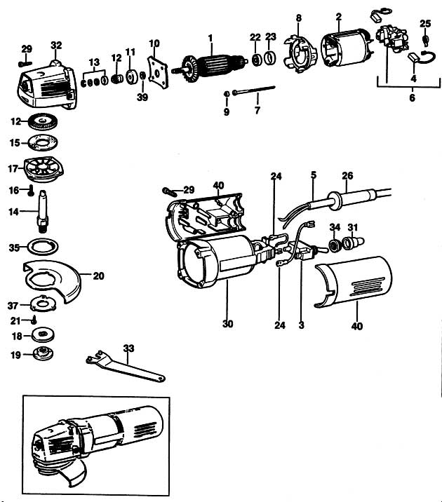 Black & Decker P5404 Type 4 Angle Grinder Spare Parts P5404