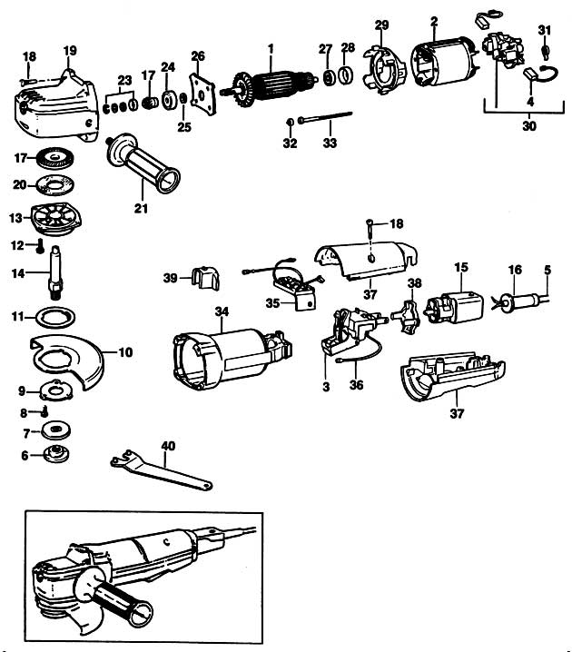 Black & Decker 5512 Type 1 Angle Grinder Spare Parts 5512