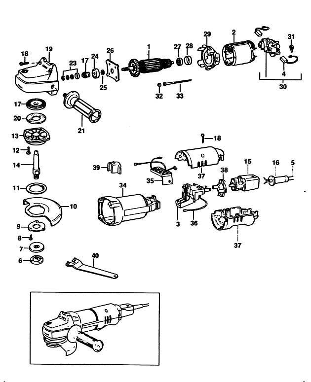 Elu WS90125C Type 1 Angle Grinder Spare Parts WS90125C